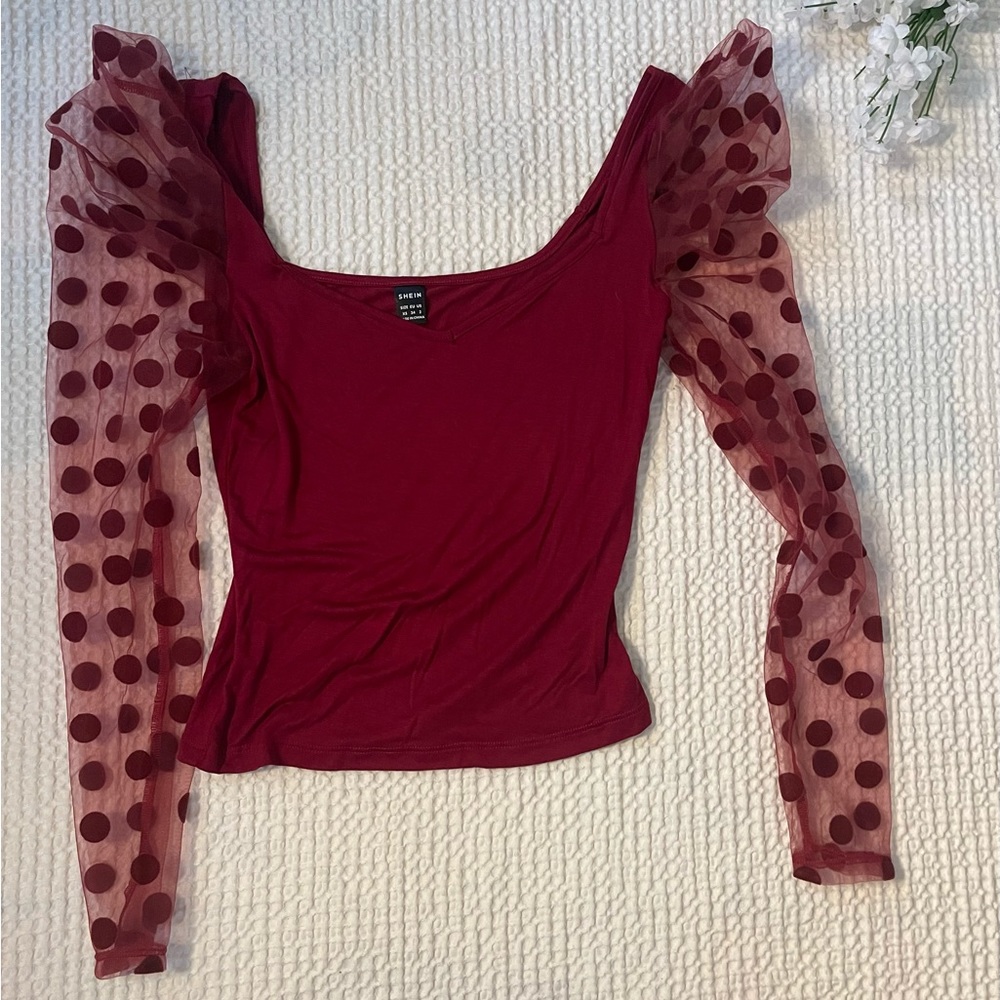 Chic Sheer Polka-dotted V-neck top